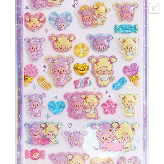 Japan Monchhichi Uruchuru Pop Seal - Monchhichi-chan & Monchhichi-kun : Sweet Lollipop - 2