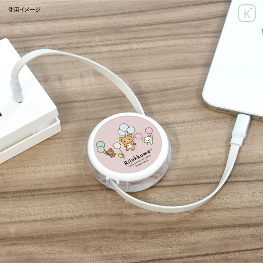 Japan San-X PD60W USB Type-C Retractable Cable - Rilakkuma : Pink - 5