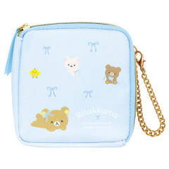 Japan San-X Square Pouch - Rilakkuma : Ribbon Light Blue