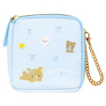 Japan San-X Square Pouch - Rilakkuma : Ribbon Light Blue - 1