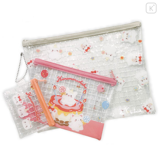 Japan Sanrio Clear Flat Pouch Set - Hanamaruobake : Birthday - 1