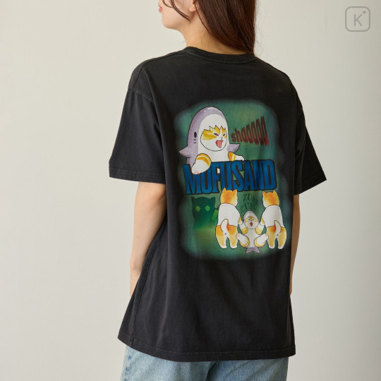 Japan Mofusand T-Shirt (M) - Horror Shark Cat Black - 4