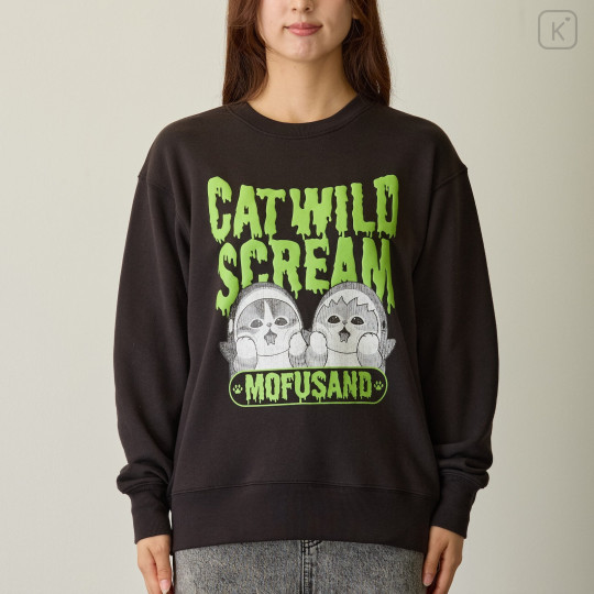Japan Mofusand Sweatshirt (M) - Cat Wild Scream Black - 4