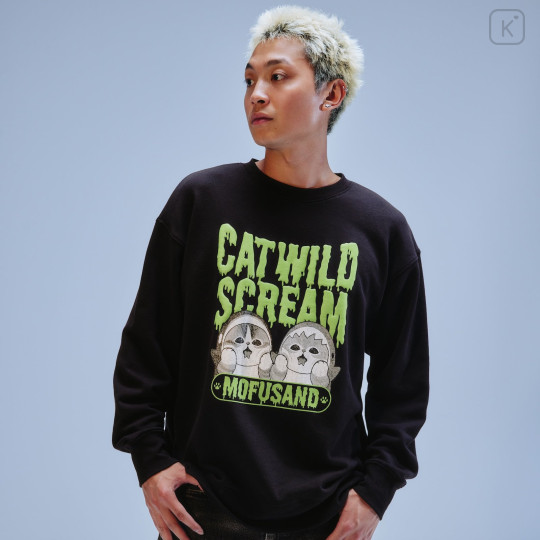 Japan Mofusand Sweatshirt (L) - Cat Wild Scream Black - 8