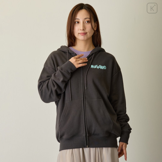Japan Mofusand Zip Hoodie (M) - Meowing Cats Charcoal Black - 2