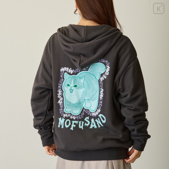 Japan Mofusand Zip Hoodie (M) - Meowing Cats Charcoal Black - 5