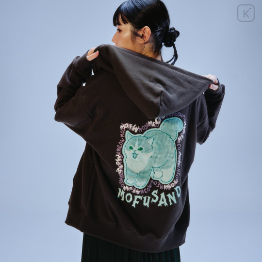 Japan Mofusand Zip Hoodie (M) - Meowing Cats Charcoal Black - 6
