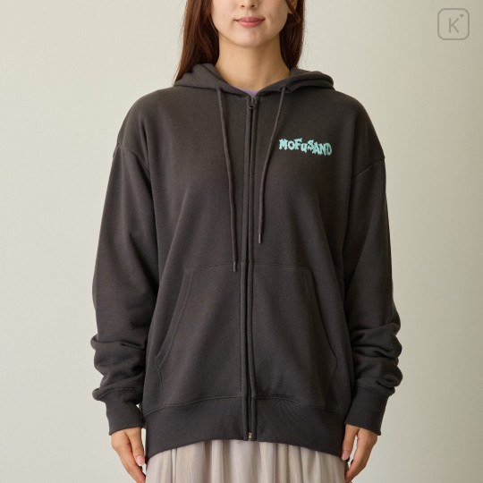 Japan Mofusand Zip Hoodie (L) - Meowing Cats Charcoal Black - 8