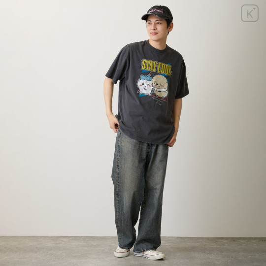 Japan Chiikawa T-Shirt (M) - Hachiware & Rakko : Stay Cool Sumi Black - 2