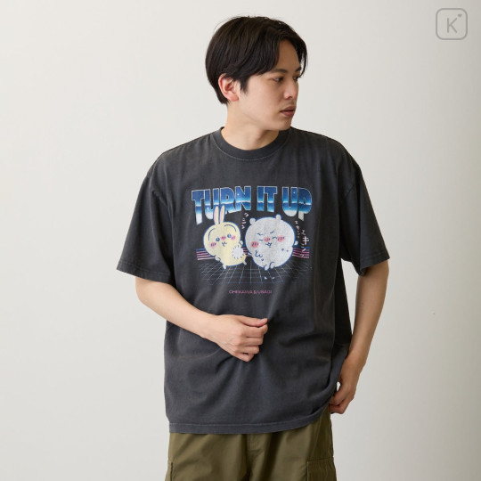 Japan Chiikawa T-Shirt (M) - Chiikawa & Usagi : Turn It Up Sumi Black - 3