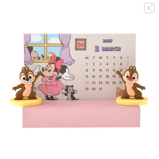Japan Disney Store Desk Calendar with Figure - Mickey & Friends Chip & Dale : 2027 - 1
