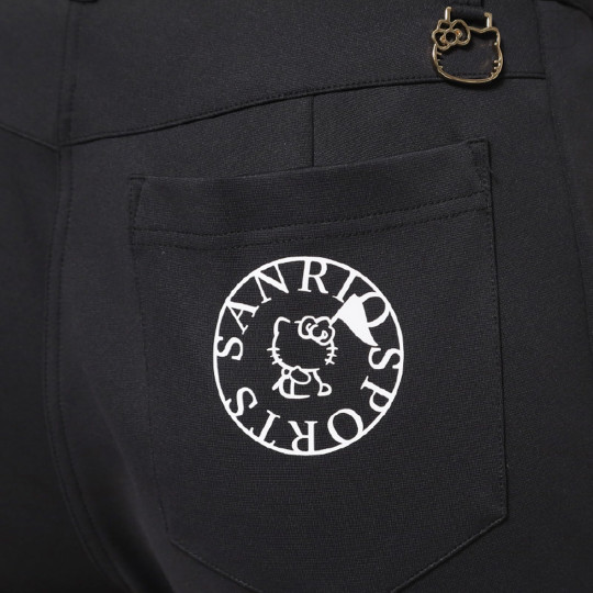 Japan Sanrio Embroidered Ponte Pants (L) - Hello Kitty : Sanrio Sports Black - 5