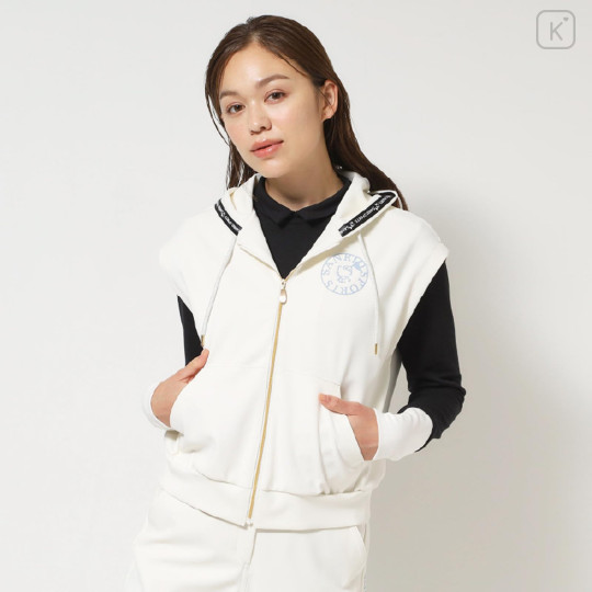 Japan Sanrio Hooded Zip Vest (M) - Hello Kitty : Sanrio Sports White - 1
