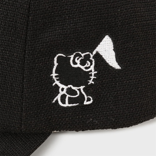 Japan Sanrio Embroidered Tweed Cap - Hello Kitty : Sanrio Sports Black - 7