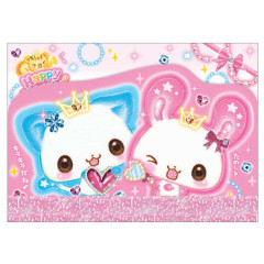 Japan Kamio Mini Notepad - Happy March : Heisei Retro Rabbit & Cat Crown