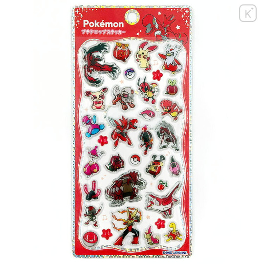 Japan Pokemon Petit Drop Sticker - Groudon & Blaziken & Scizor Red : Holographic Foil - 1