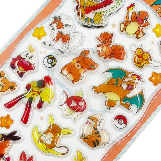 Japan Pokemon Petit Drop Sticker - Charizard & Charmander & Ho-Oh & Raichu & AbsolOrange : Holographic Foil - 2