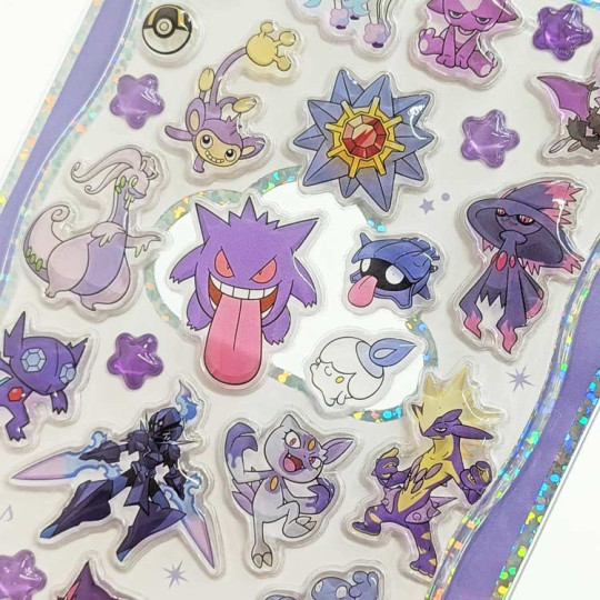 Japan Pokemon Petit Drop Sticker - Chandelure & Misdreavus & Starmie Purple : Holographic Foil - 2