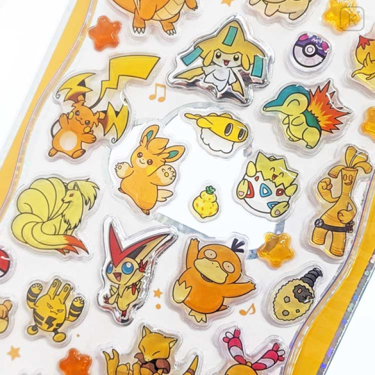Japan Pokemon Petit Drop Sticker - Dragonite & Jirachi & Ninetales Yellow : Holographic Foil - 2