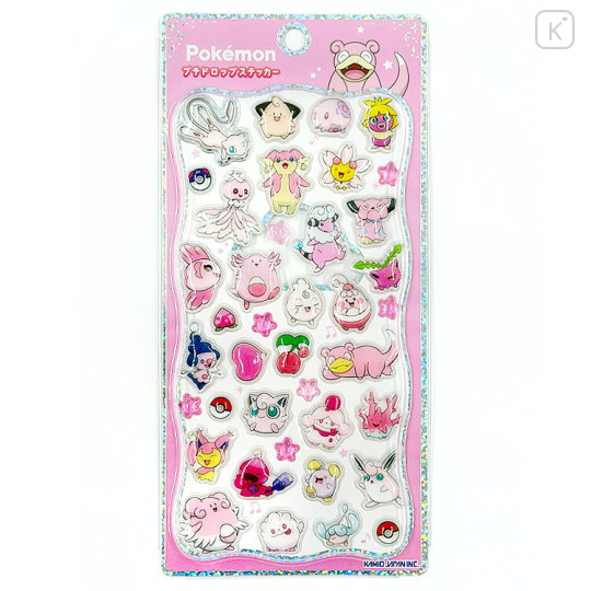 Japan Pokemon Petit Drop Sticker - Slowpoke & Clefairy & Chansey Pink : Holographic Foil - 1