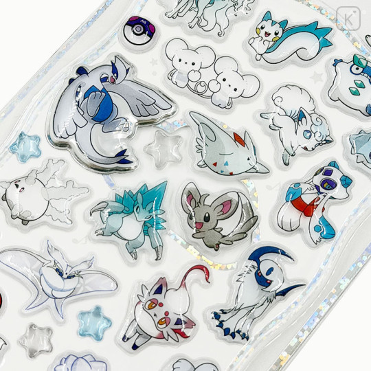 Japan Pokemon Petit Drop Sticker - Minccino & Alolan Ninetales & Lugia White : Holographic Foil - 2
