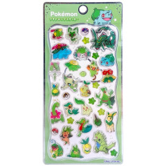 Japan Pokemon Petit Drop Sticker - Grookey & Rayquaza & Venusaur Green : Holographic Foil