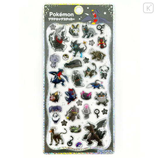 Japan Pokemon Petit Drop Sticker - Garchomp & Darkrai & Luxray Black : Holographic Foil - 1