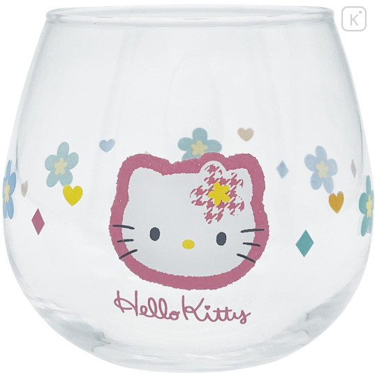 Japan Sanrio Swaying Glass Tumbler - Hello Kitty : Y2k Houndstooth - 1