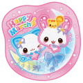 Japan Kamio Die Cut Towel Handkerchief - Happy March : Rabbit & Cat Moon Pink - 1