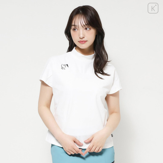 Japan Sanrio Mock Neck French Sleeve Shirt (L) - Hello Kitty : Sanrio Sports White - 1