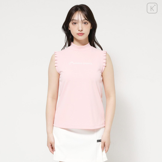 Japan Sanrio Back Ribbon Mock Neck Tuck Sleeves (M) - Hello Kitty : Sanrio Sports Pink - 2