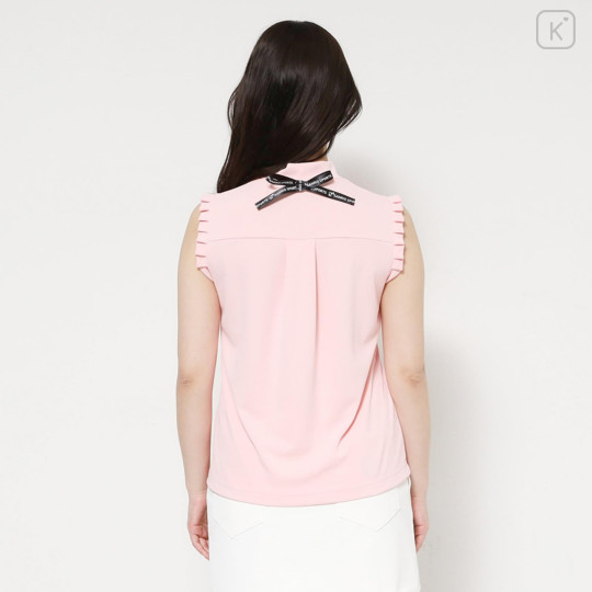 Japan Sanrio Back Ribbon Mock Neck Tuck Sleeves (M) - Hello Kitty : Sanrio Sports Pink - 4