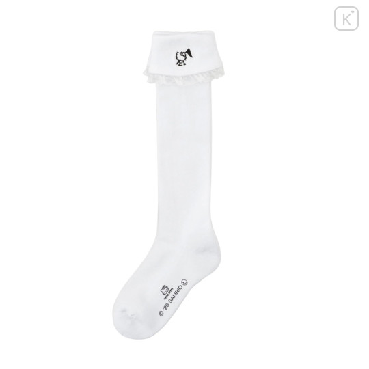 Japan Sanrio High Socks with Frill Design - Hello Kitty : Sanrio Sports White - 1