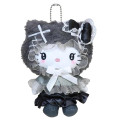 Japan Sanrio Mascot Pouch - Hello Kitty : Fluffy Cape Black - 1