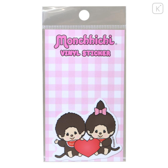 Japan Monchhichi Vinyl Sticker - Monchhichi-chan & Monchhichi-kun : Heart - 1
