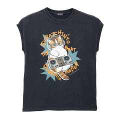 Japan Mofusand Wide Sleeveless Top (M) - Purr Mix Master Sumi Black