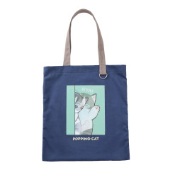 Japan Mofusand Lenticular Tote Bag - Popping Cat Navy
