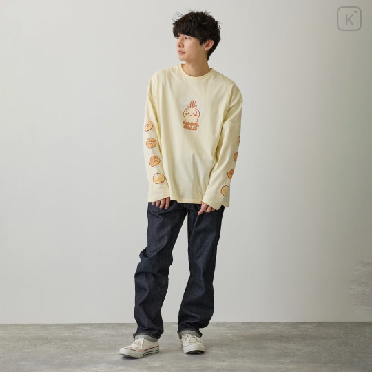 Japan Chiikawa Long-Sleeve T-Shirt (M) - Usagi : Donut Yellow Beige - 4
