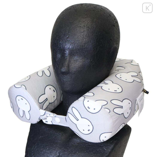 Japan Miffy Travel Fluffy Neck Pillow Cushion - Miffy : Grey - 3