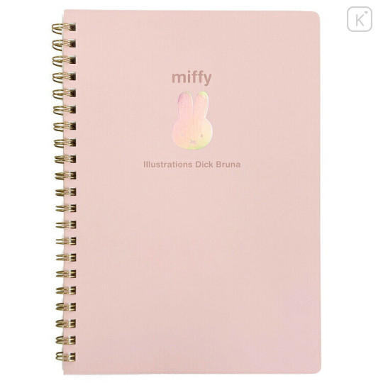 Japan Miffy A5 Ring Notebook - Miffy : Aurora Hologram Face Pink - 1