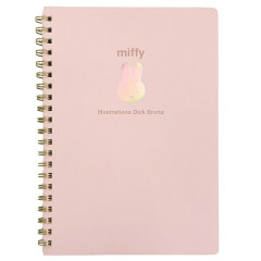 Japan Miffy A5 Ring Notebook - Miffy : Aurora Hologram Face Pink