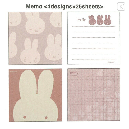 Japan Miffy Square Memo Pad - Miffy : Aurora Hologram Face Pink - 2