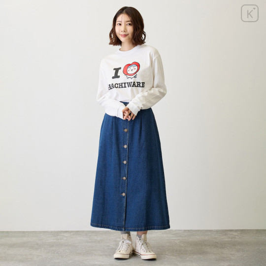 Japan Chiikawa Long-Sleeve T-Shirt (M) - I Love Hachiware : White - 8