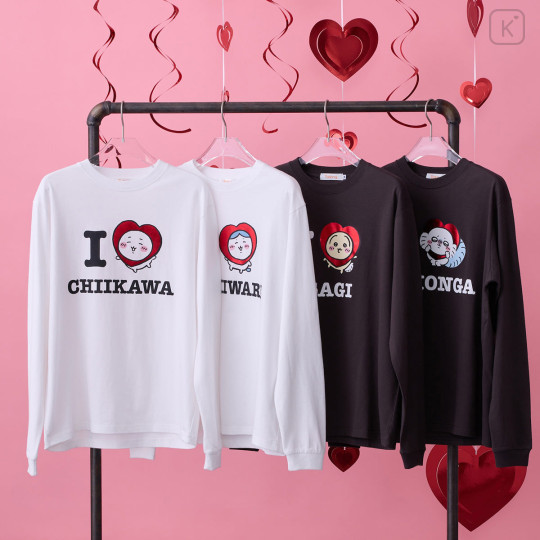 Japan Chiikawa Long-Sleeve T-Shirt (L) - I Love Hachiware : White - 3