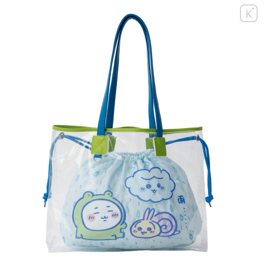 Japan Chiikawa Clear Tote Bag - Chiikawa & Hachiware & Usagi : It's Raining Light Blue - 7