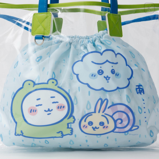 Japan Chiikawa Clear Tote Bag - Chiikawa & Hachiware & Usagi : It's Raining Light Blue - 8