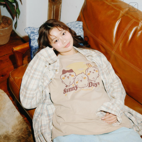 Japan Chiikawa T-Shirt (L) - Chiikawa & Hachiware & Usagi : Sunny Days Sand Beige - 2