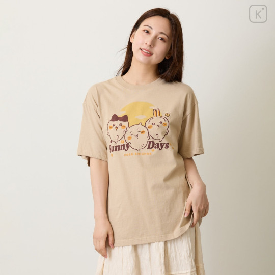 Japan Chiikawa T-Shirt (L) - Chiikawa & Hachiware & Usagi : Sunny Days Sand Beige - 5