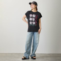 Japan Chiikawa Wide Sleeveless Top (M) - Furuhonya Kani-chan & Momonga : Friends Above All Black - 2