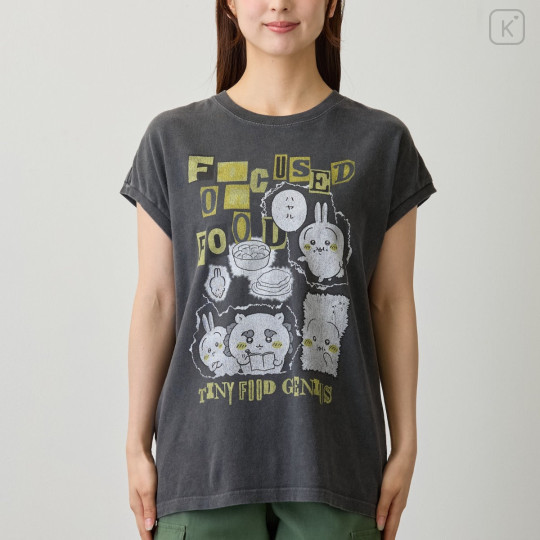 Japan Chiikawa Wide Sleeveless Top (M) - Shisa & Usagi : Focused On Food Sumi Black - 3